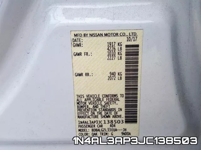 1N4AL3AP3JC138503 фото 2