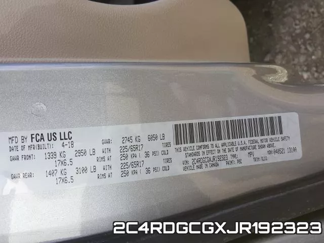 2C4RDGCGXJR192323 фото 2