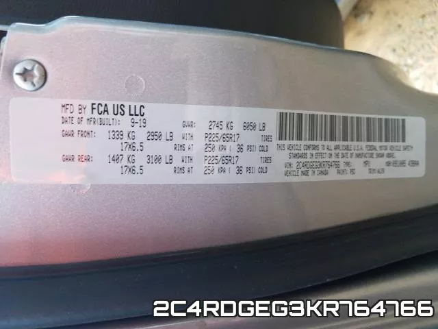 2C4RDGEG3KR764766 фото 2