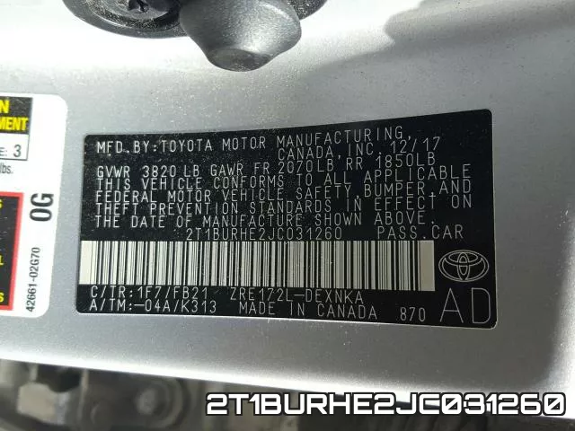 2T1BURHE2JC031260 фото 2