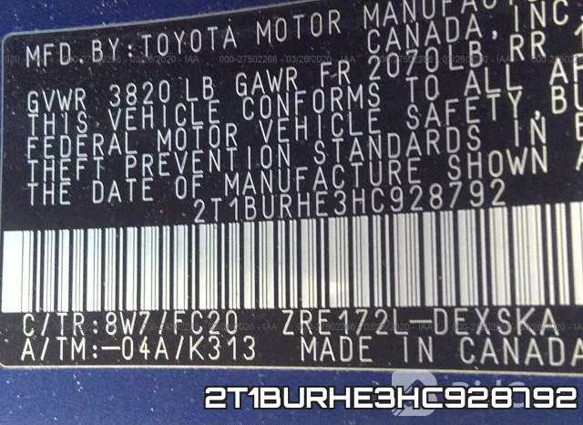 2T1BURHE3HC928792 фото 10
