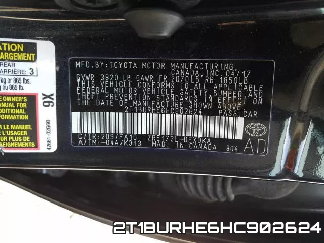 2T1BURHE6HC902624 фото 2