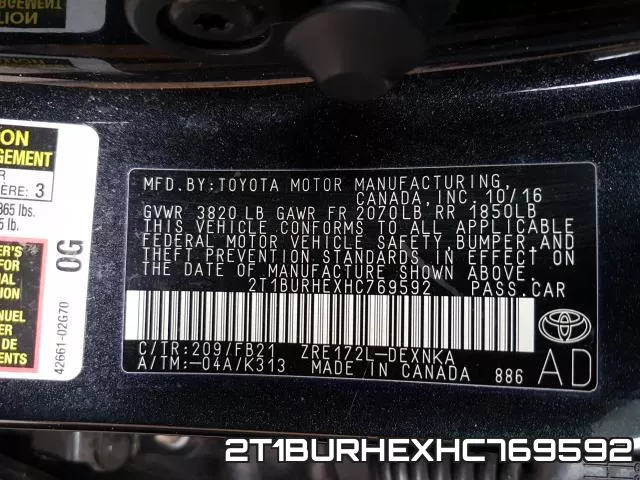 2T1BURHEXHC769592 фото 2