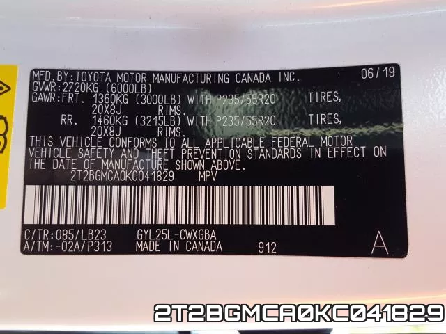 2T2BGMCA0KC041829 фото 2