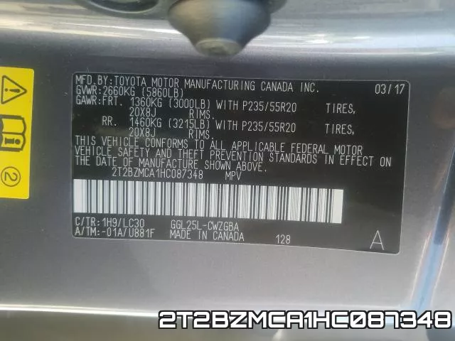 2T2BZMCA1HC087348 фото 2