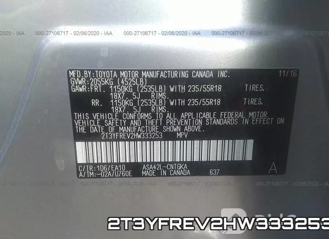 2T3YFREV2HW333253 фото 10