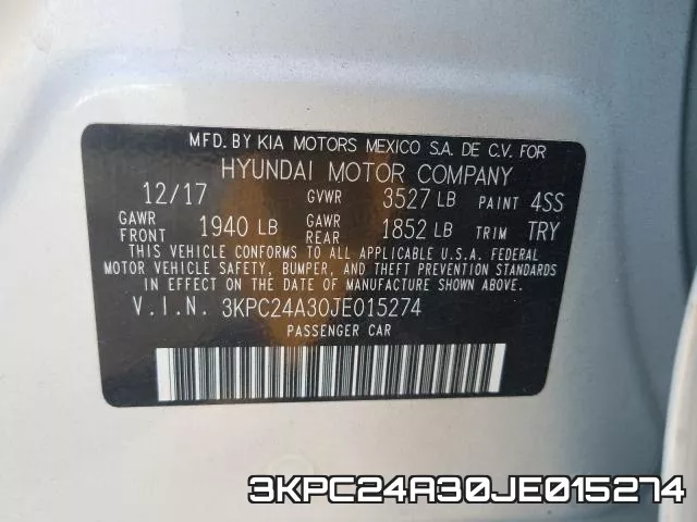 3KPC24A30JE015274 фото 2