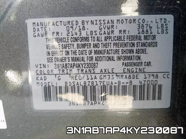 3N1AB7AP4KY230087 фото 2