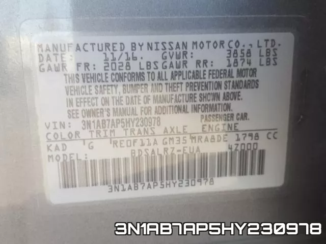 3N1AB7AP5HY230978 фото 2