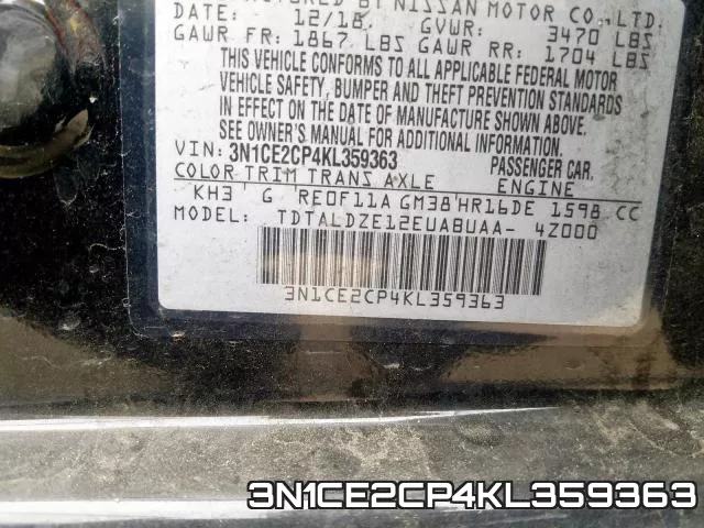 3N1CE2CP4KL359363 фото 2