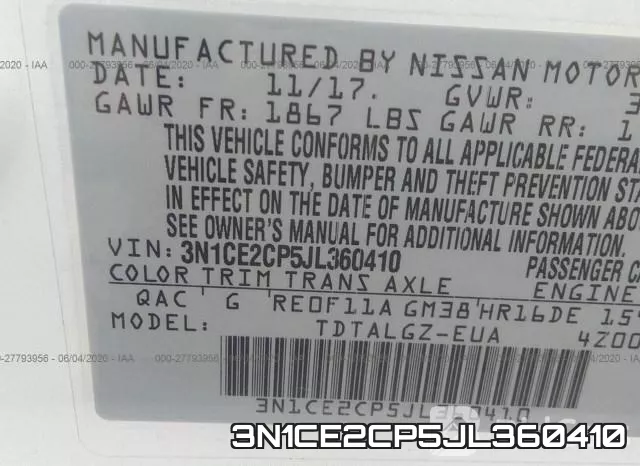 3N1CE2CP5JL360410 фото 10