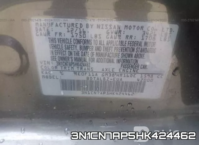 3N1CN7AP5HK424462 фото 10