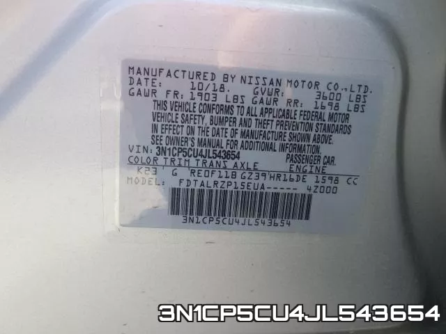 3N1CP5CU4JL543654 фото 2
