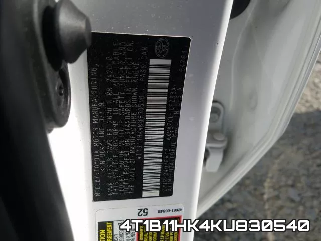 4T1B11HK4KU830540 фото 2