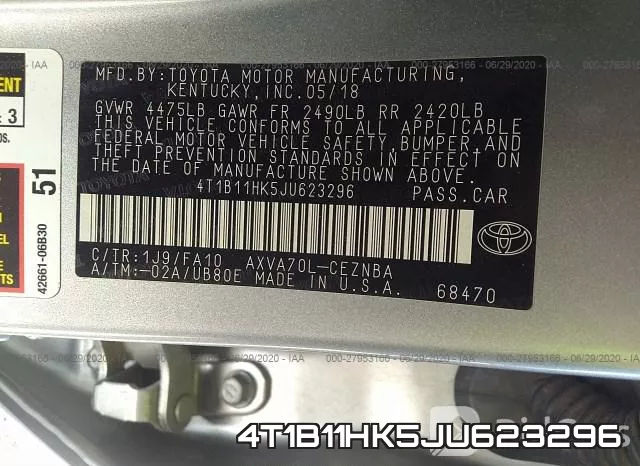 4T1B11HK5JU623296 фото 10