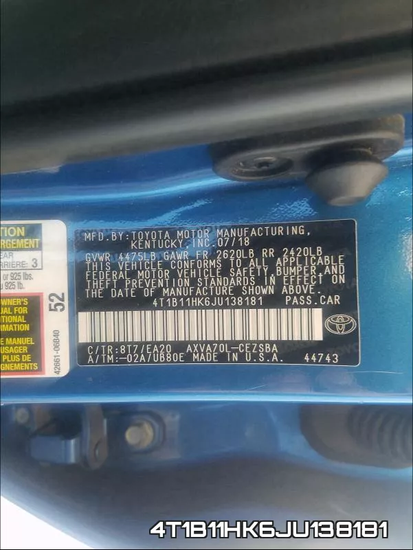4T1B11HK6JU138181 фото 2