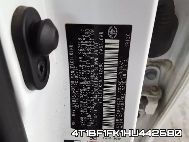 4T1BF1FK1HU442680 фото 2
