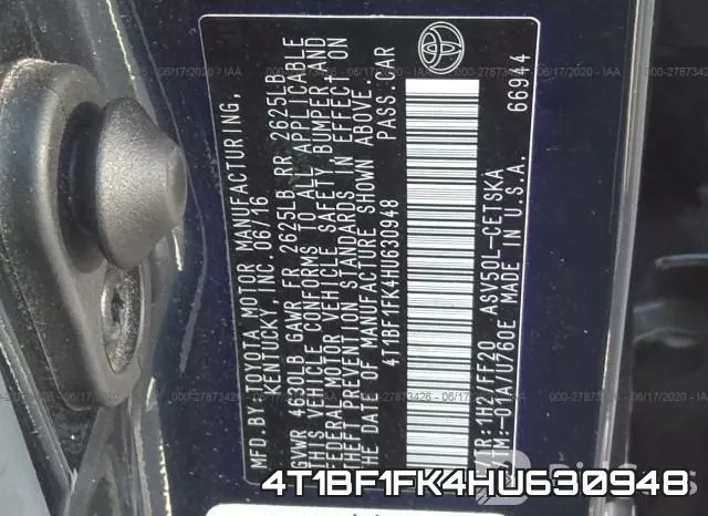 4T1BF1FK4HU630948 фото 10