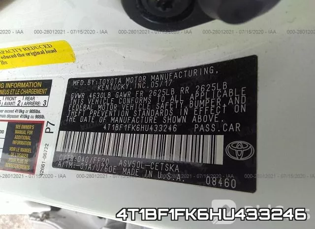 4T1BF1FK6HU433246 фото 10