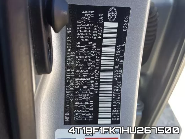4T1BF1FK7HU267500 фото 2