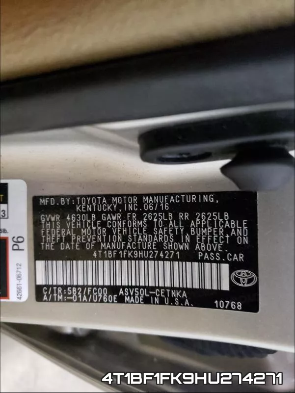4T1BF1FK9HU274271 фото 2