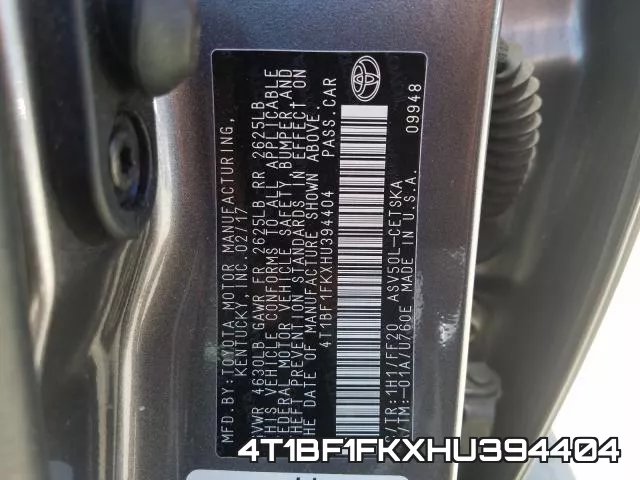 4T1BF1FKXHU394404 фото 2