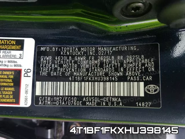 4T1BF1FKXHU398145 фото 2