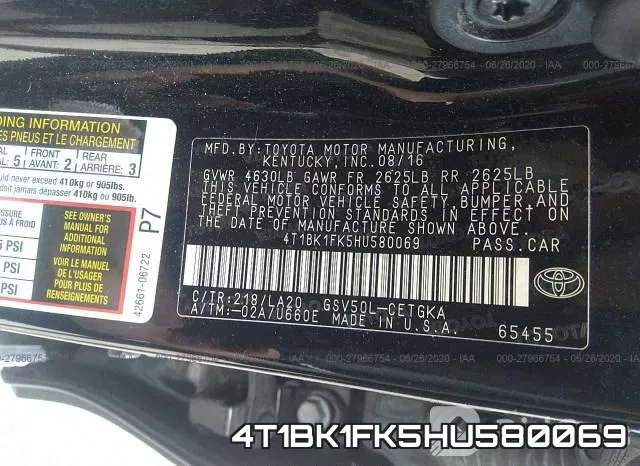 4T1BK1FK5HU580069 фото 20