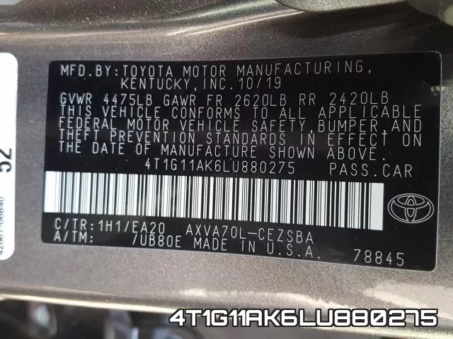 4T1G11AK6LU880275 фото 2