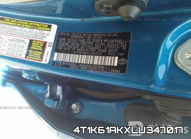 4T1K61AKXLU347017 фото 10
