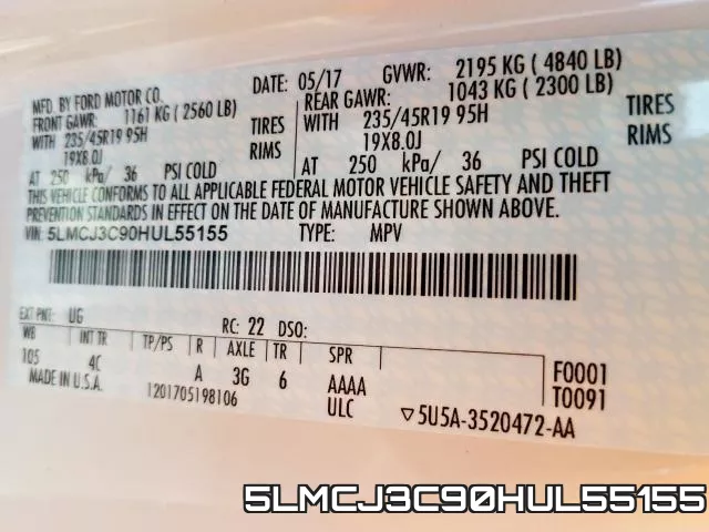 5LMCJ3C90HUL55155 фото 2