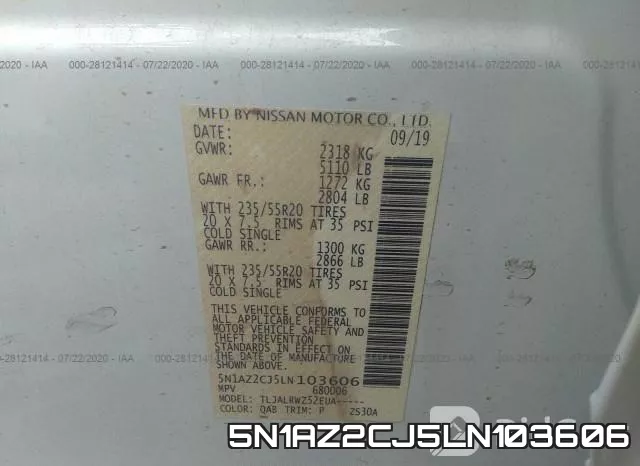 5N1AZ2CJ5LN103606 фото 10