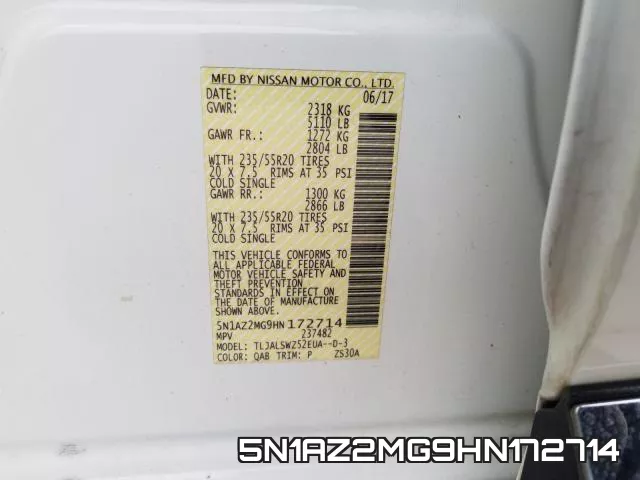 5N1AZ2MG9HN172714 фото 2
