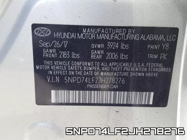 5NPD74LF2JH278276 фото 2