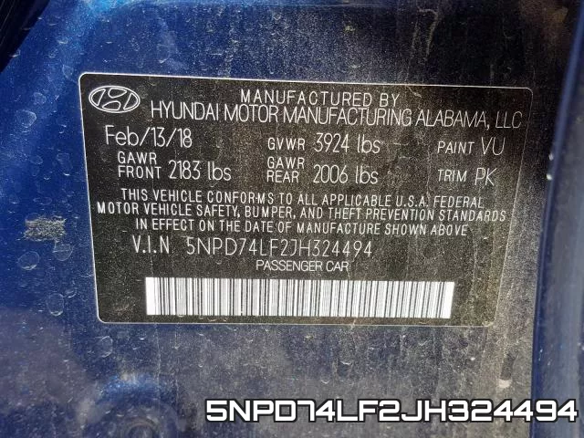 5NPD74LF2JH324494 фото 2