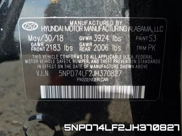 5NPD74LF2JH370827 фото 2