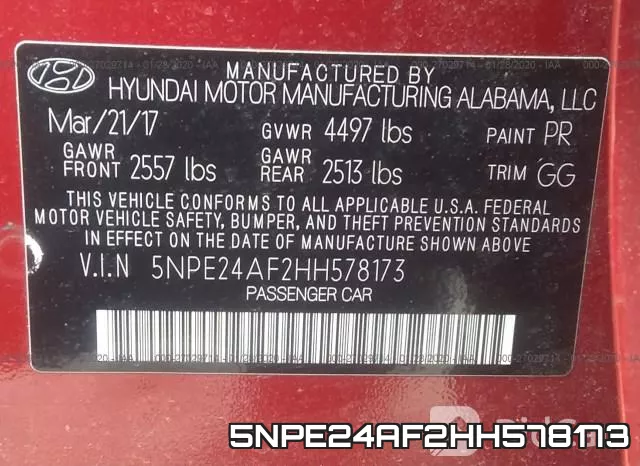 5NPE24AF2HH578173 фото 10