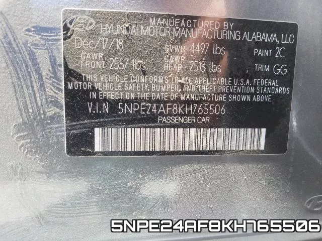 5NPE24AF8KH765506 фото 2