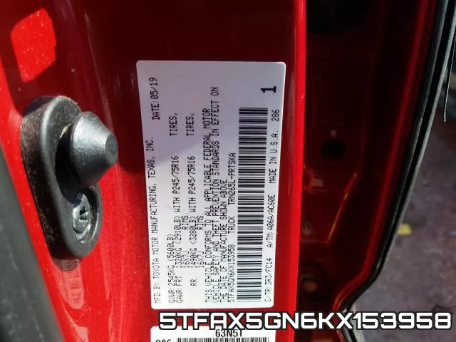 5TFAX5GN6KX153958 фото 2