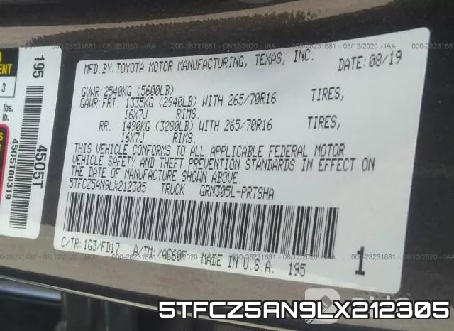 5TFCZ5AN9LX212305 фото 10