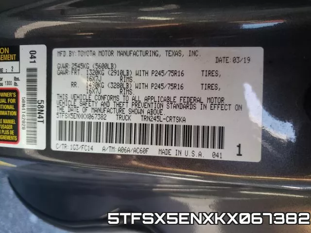 5TFSX5ENXKX067382 фото 2