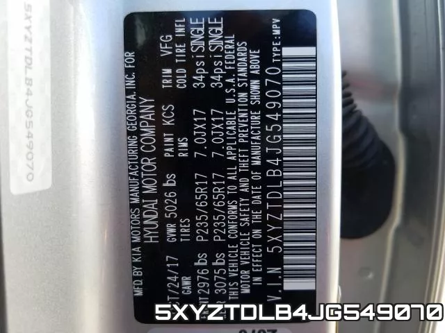 5XYZTDLB4JG549070 фото 2
