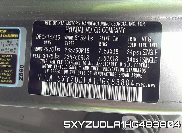 5XYZUDLA1HG483804 фото 10