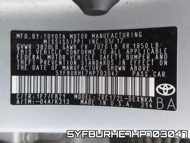 5YFBURHE7HP703047 фото 2