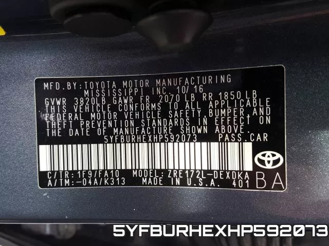 5YFBURHEXHP592073 фото 2