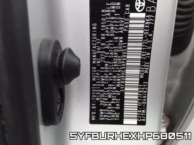 5YFBURHEXHP680511 фото 2