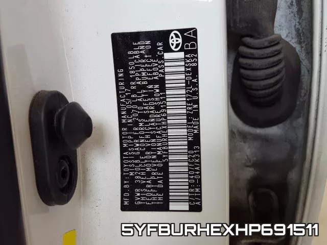5YFBURHEXHP691511 фото 2