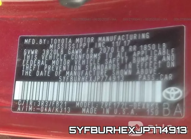 5YFBURHEXJP774913 фото 10