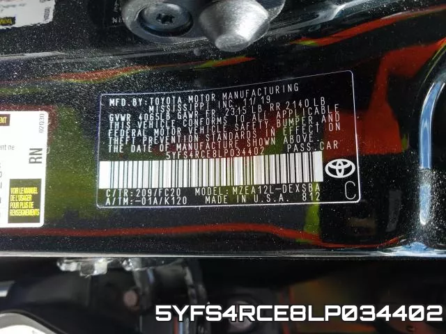 5YFS4RCE8LP034402 фото 2