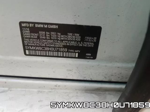 5YMKW8C38H0U71859 фото 2